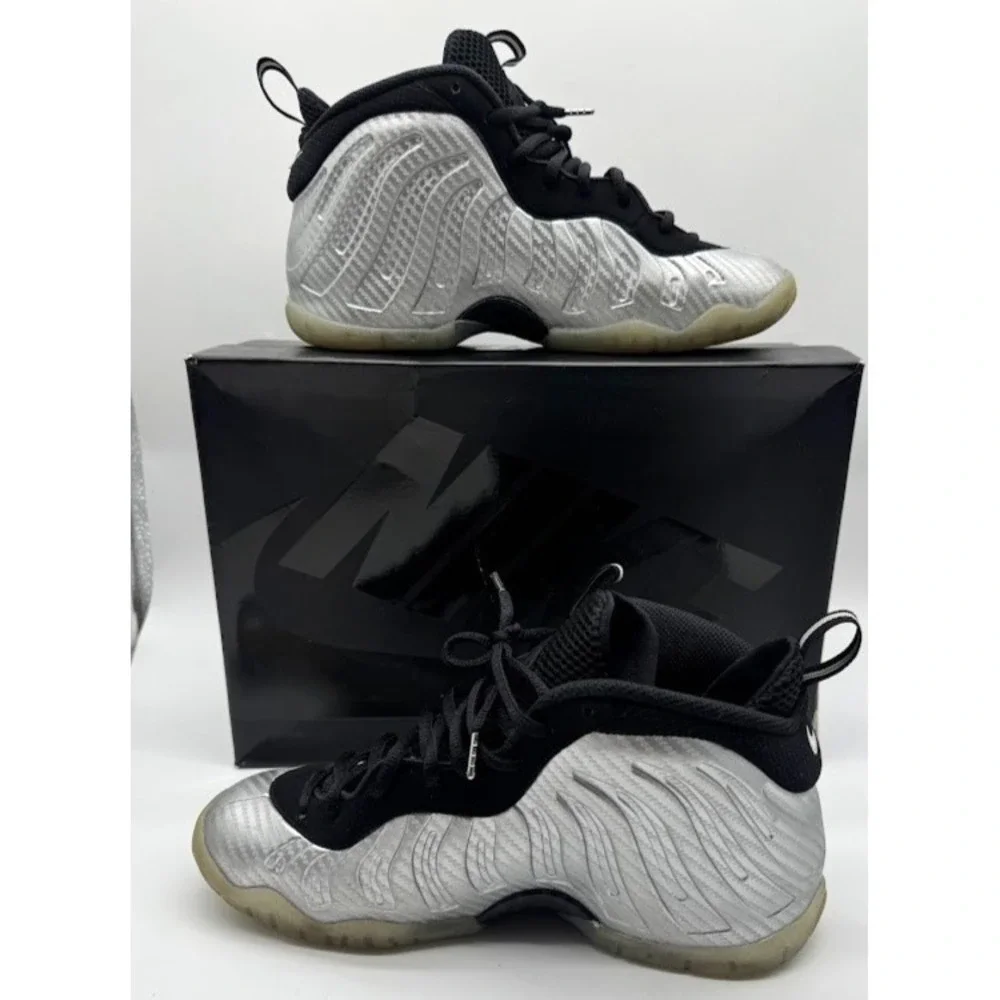 Nike Little Posite Pro GS Metallic Silver Black 644792-007 Youth US 7Y EU40